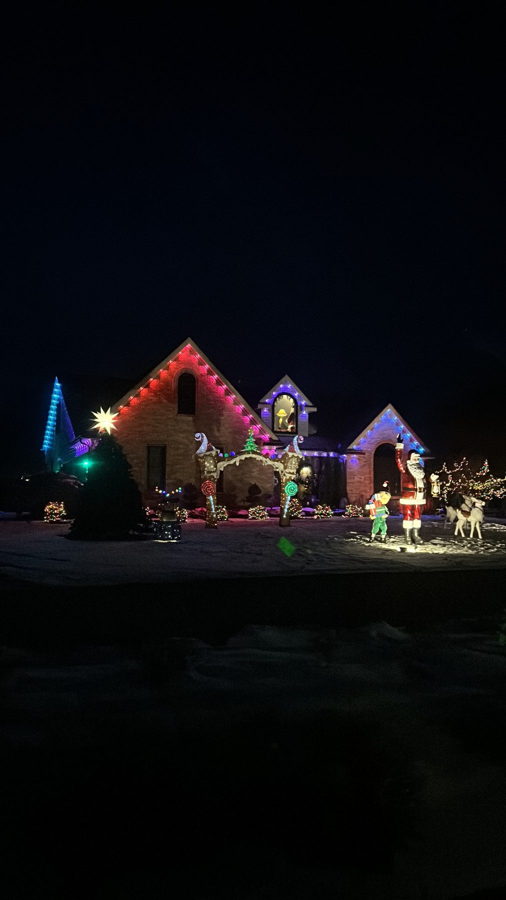 Warm architectural lighting on a roofline